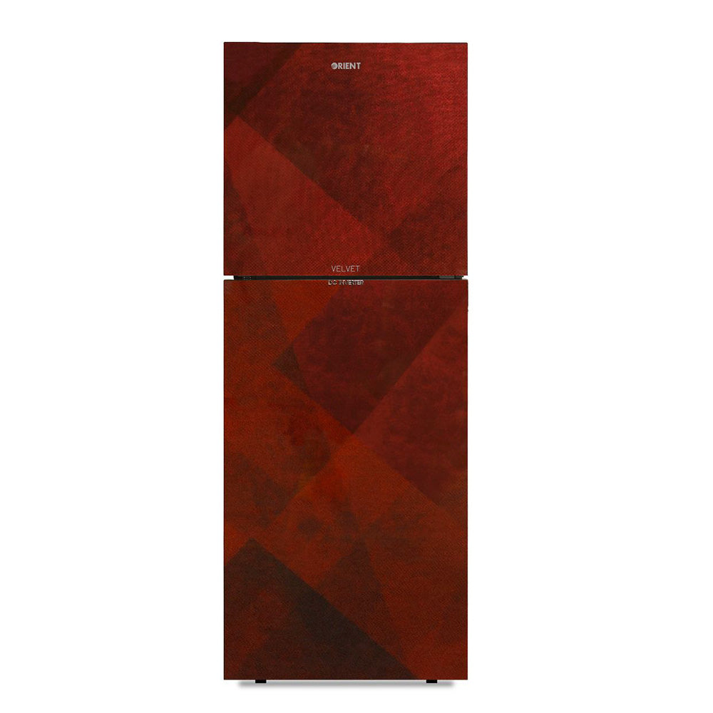 ORIENT VELVET GLASS DOOR INVERTER REFRIGERATOR Model 260I VELVET SILK RED