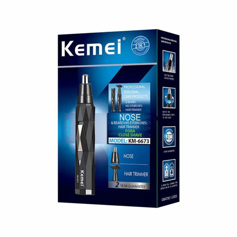 KEMEI 2 IN 1 FACIAL SHAVER NOSE TRIMMER Model KM-6673