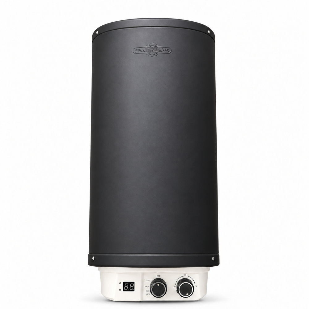 NASGAS DE-50LTR-SOLARMEGA 50 liter electric and solar-supported geyser on pure white background