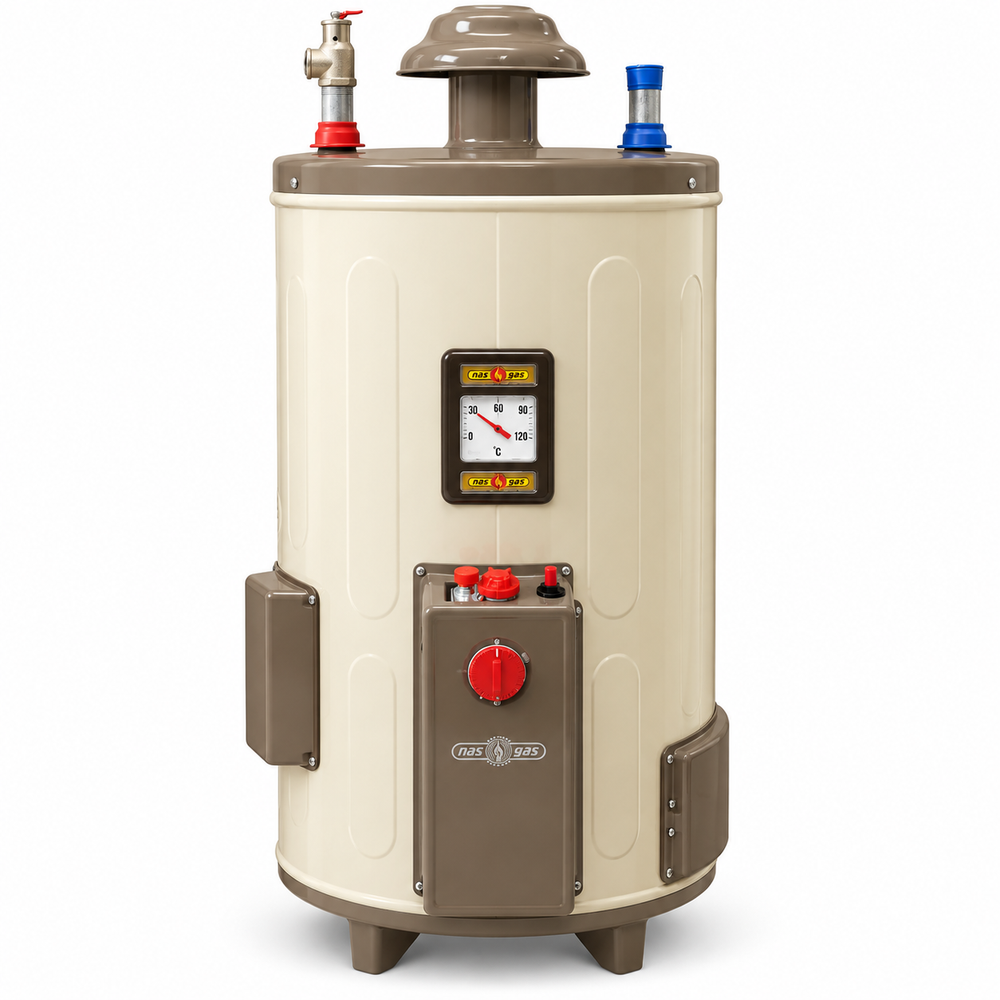 NASGAS DEG-15GL-SUPER-HEAVY 15 gallon electric and gas geyser on pure white background