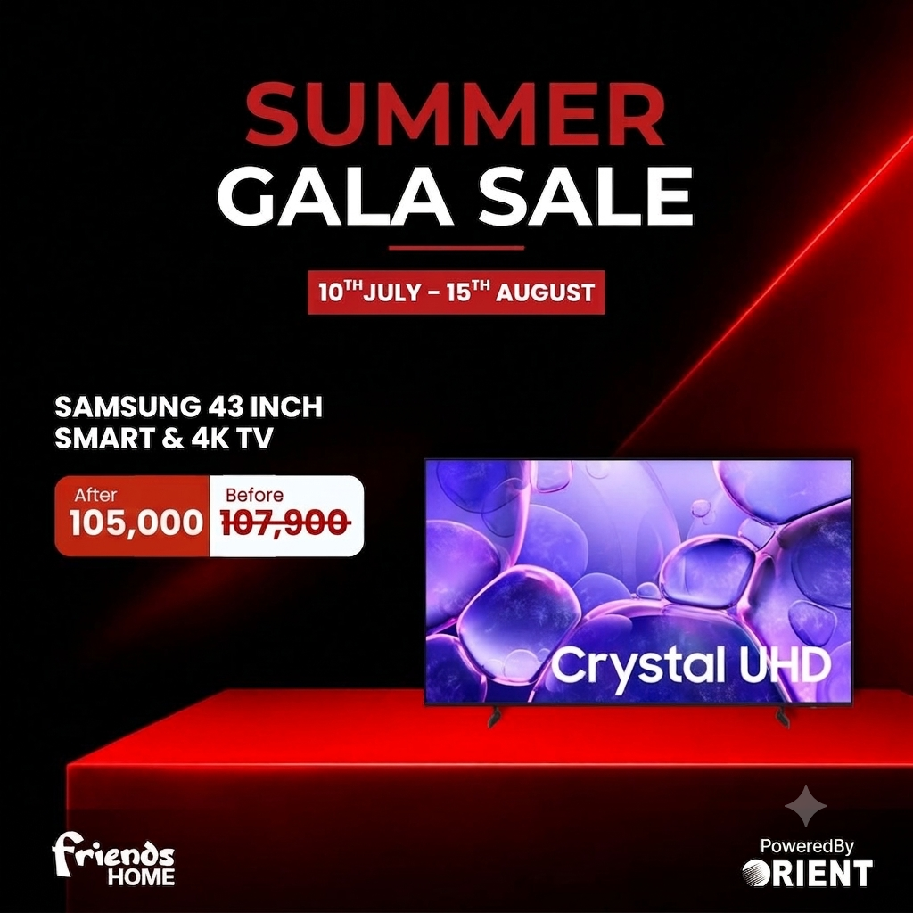 SAMSUNG 43 INCH SMART & 4K CRYSTAL UHD TV Model 43U8000F