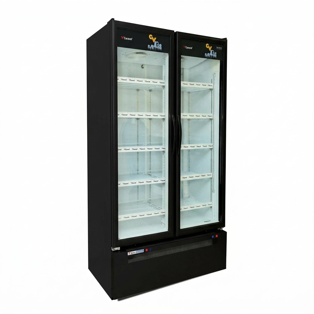 CARAVELL MEC-1200 FG black double swing door Visi Cooler