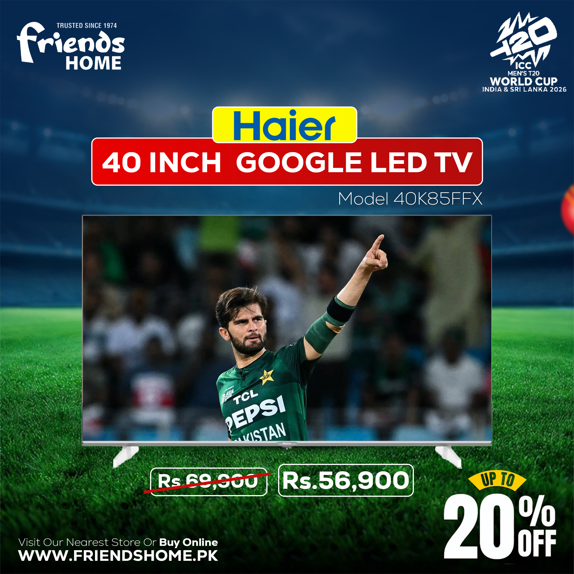 HAIER 40 INCH SMART GOOGLE LED TV Model 40K85FFX