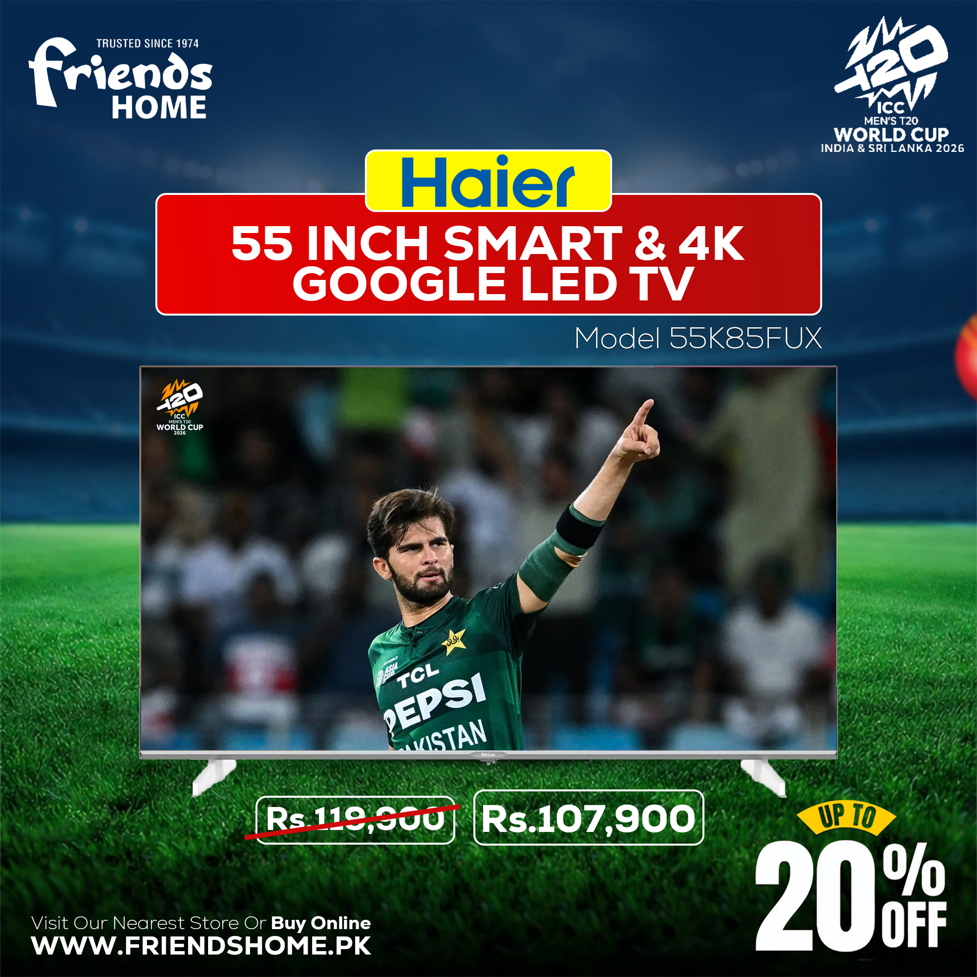 HAIER 55 INCH SMART & 4K GOOGLE LED TV Model 55K85FUX