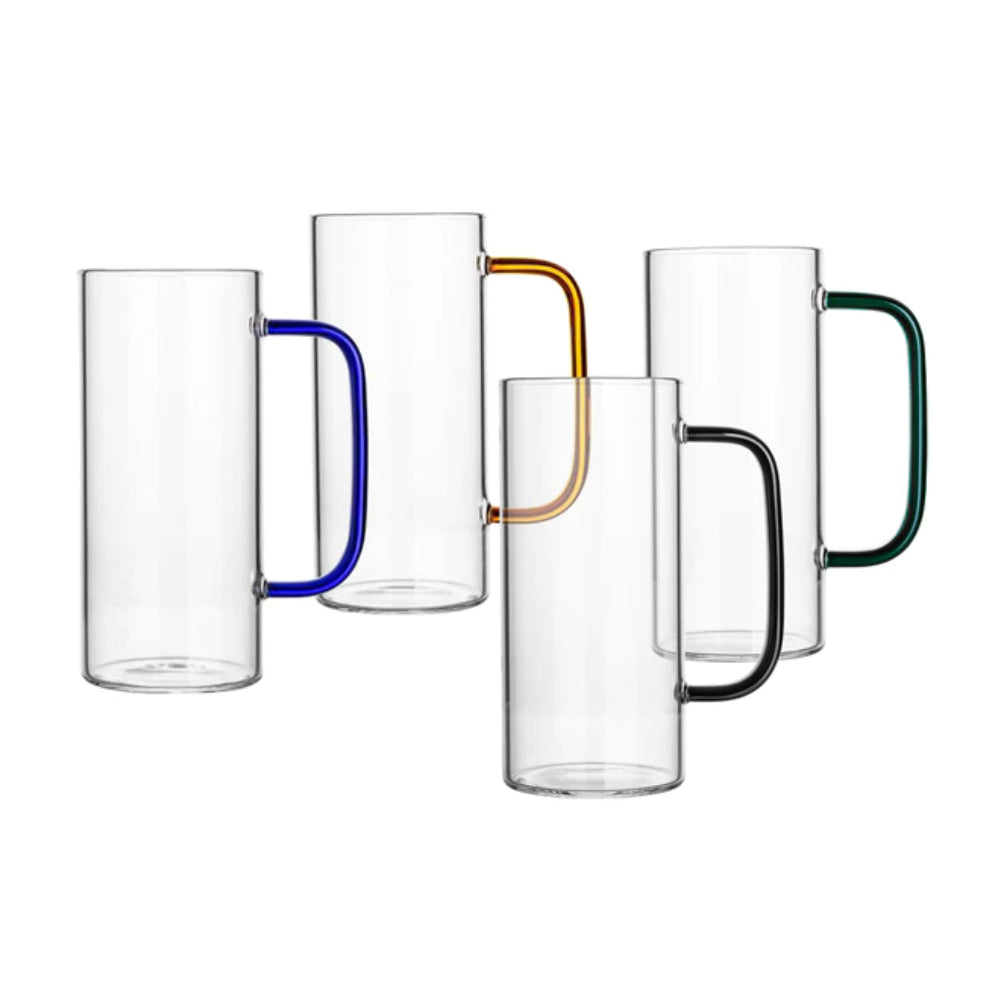 DELI GLASSWARE MUG 380 ML PACK OF 4 COLOURFUL