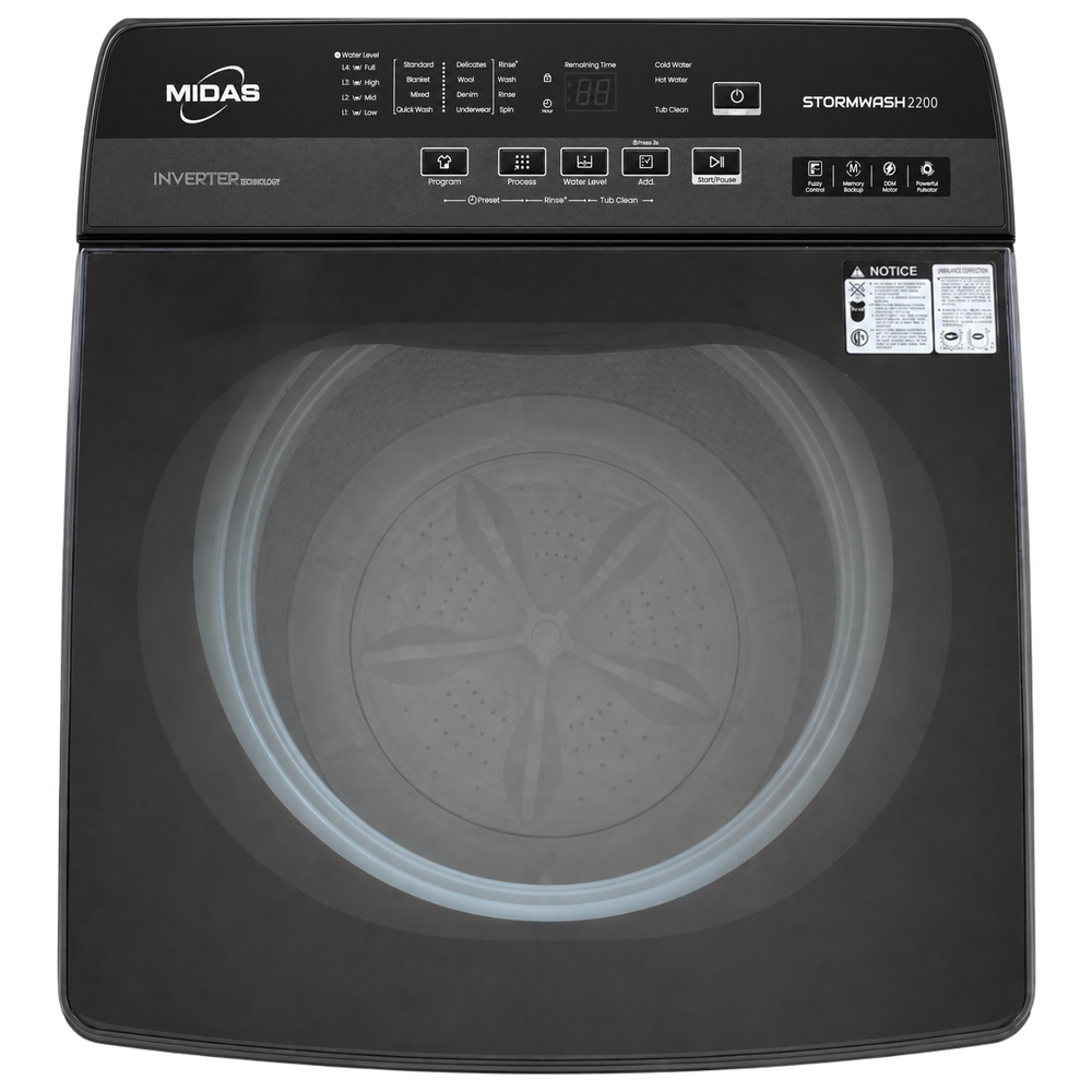 MIDAS MI-WMTL-2200 22KG Automatic Top Load Washing Machine - Image 6