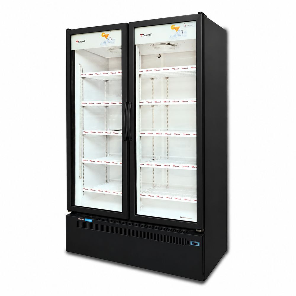 CARAVELL MEC-1200 FG black double swing door Visi Cooler
