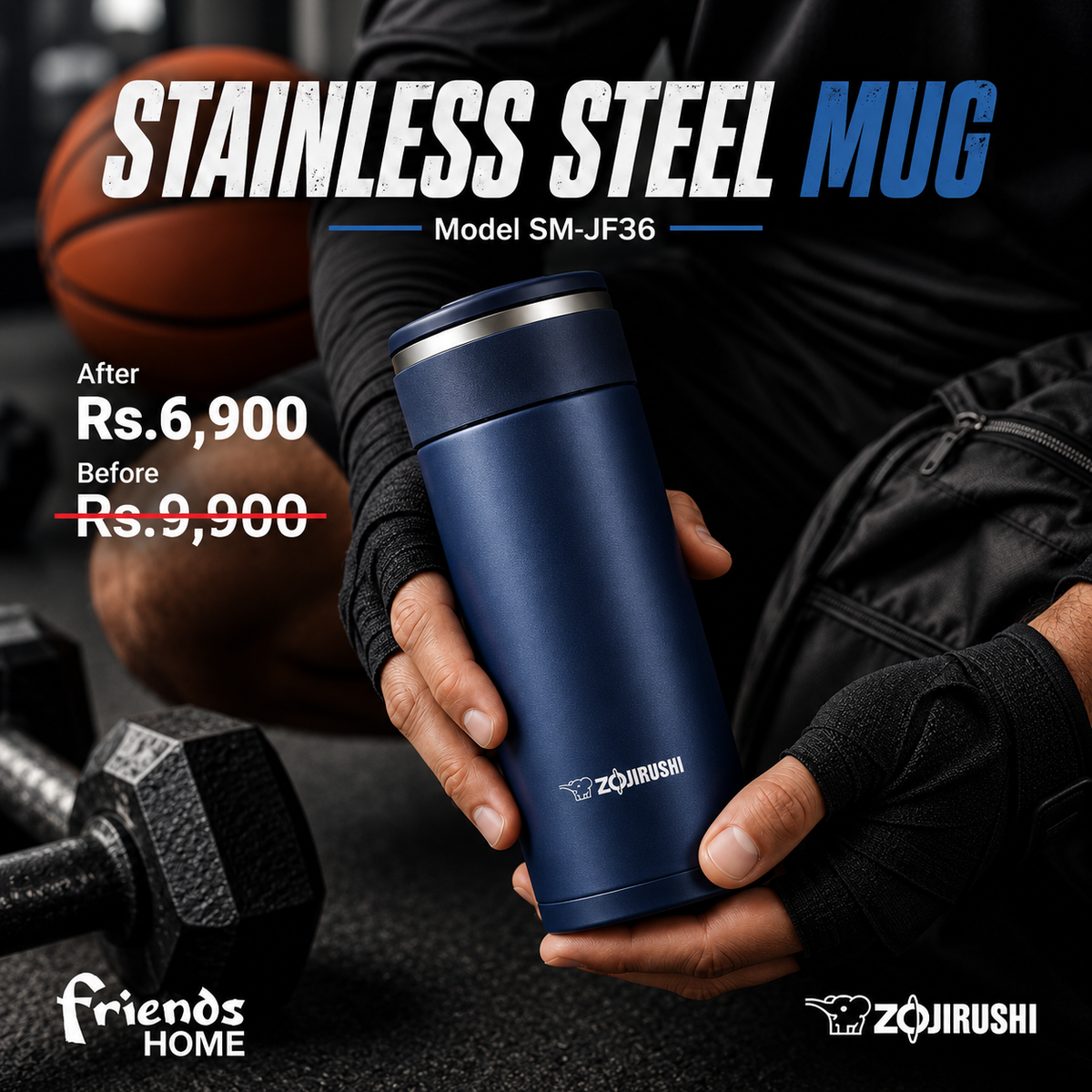 ZOJIRUSHI STAINLESS STEEL MUG Model SM-JF36