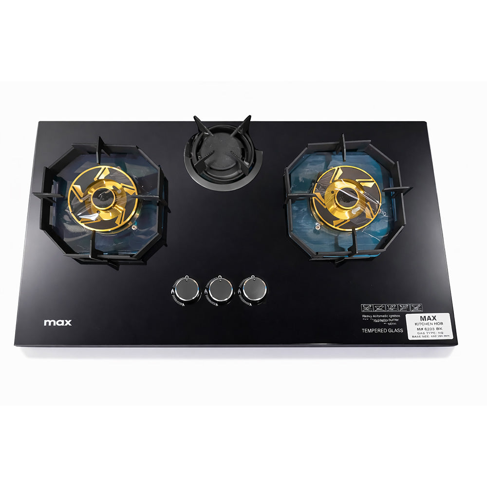 MAX 3 BURNER GLASS HOB Model BK-6203 NG