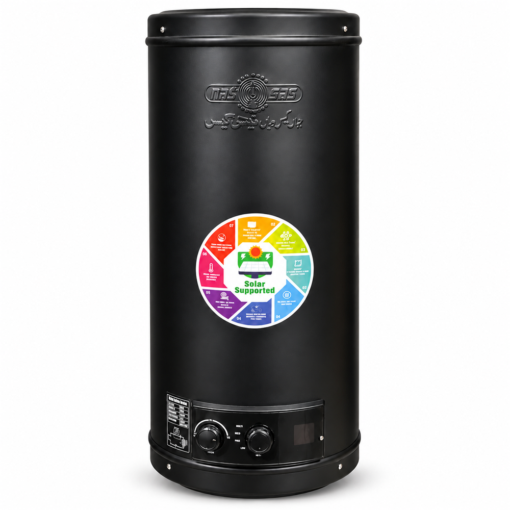 NASGAS DE-60LTR Solar Delux 60 liter geyser without external wire on white background