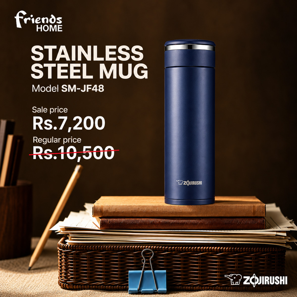 ZOJIRUSHI STAINLESS STEEL MUG Model SM-JF48