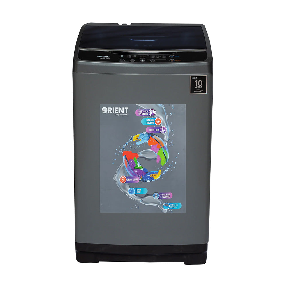 ORIENT 10KG AUTOMATIC TOP LOAD WASHING MACHINE Model TWISTER 1150 METALLIC GREY
