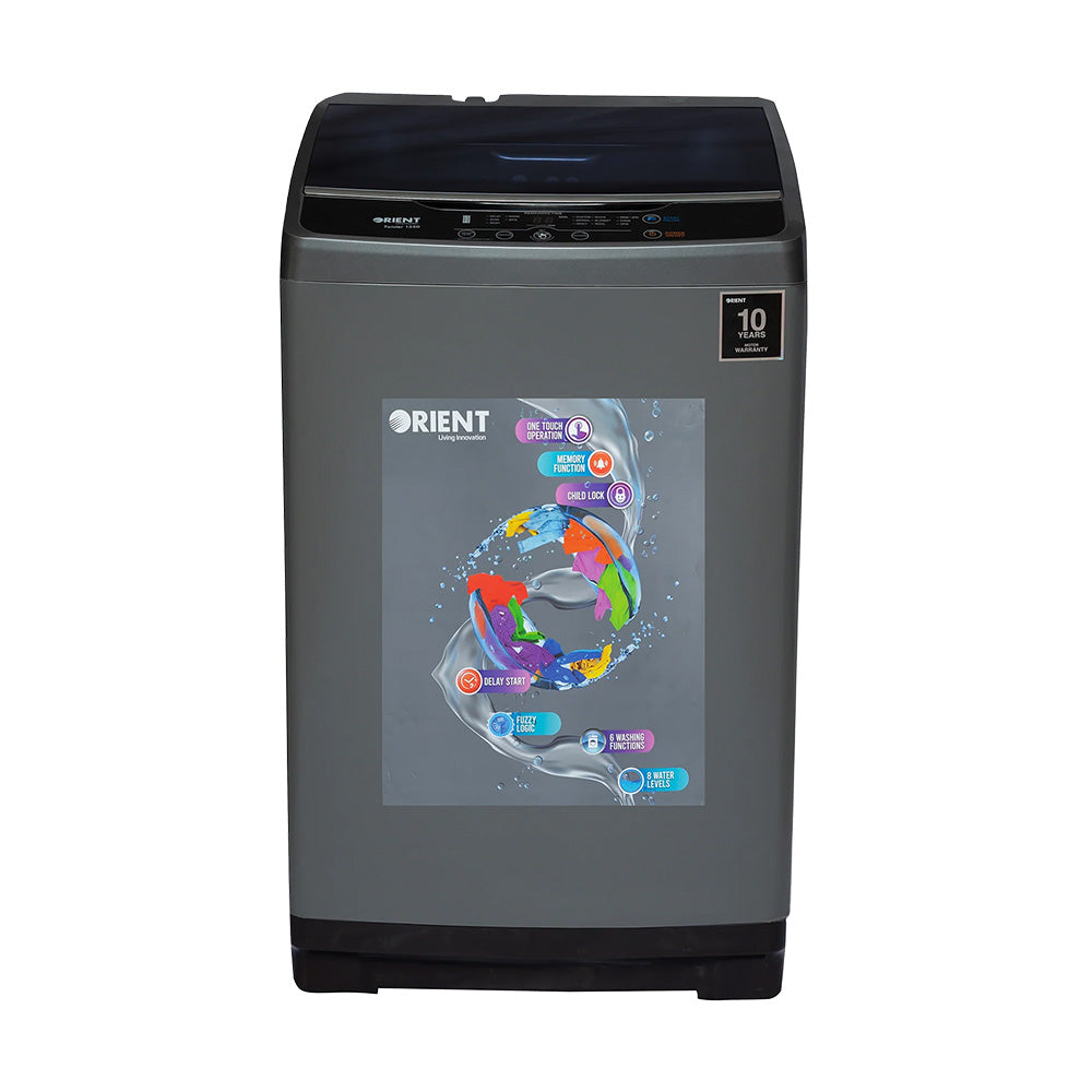 ORIENT 12KG AUTOMATIC TOP LOAD WASHING MACHINE Model TWISTER 1350 METALLIC GREY