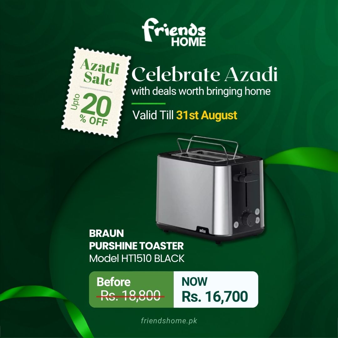 BRAUN PURSHINE TOASTER Model HT 1510 BLACK