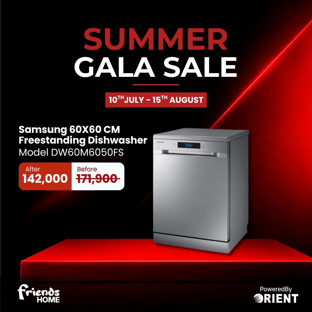 SAMSUNG 60X60 CM FREESTANDING DISHWASHER Model DW60M6050FS