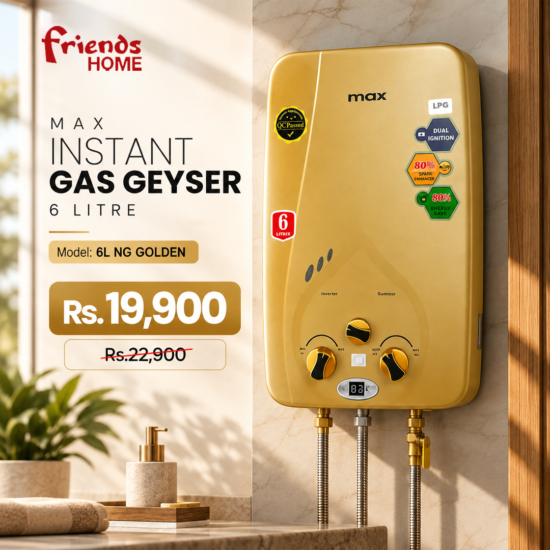 MAX INSTANT GAS GEYSER 6 LITRE Model 6L NG GOLDEN