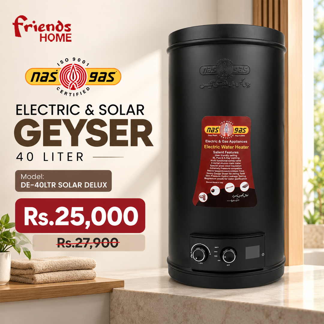 NASGAS ELECTRIC & SOLAR GEYSER 40 LITER Model DE-40LTR SOLAR DELUX