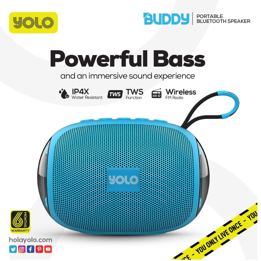 YOLO PORTABLE BLUETOOTH SPEAKER Model BUDDY BLACK