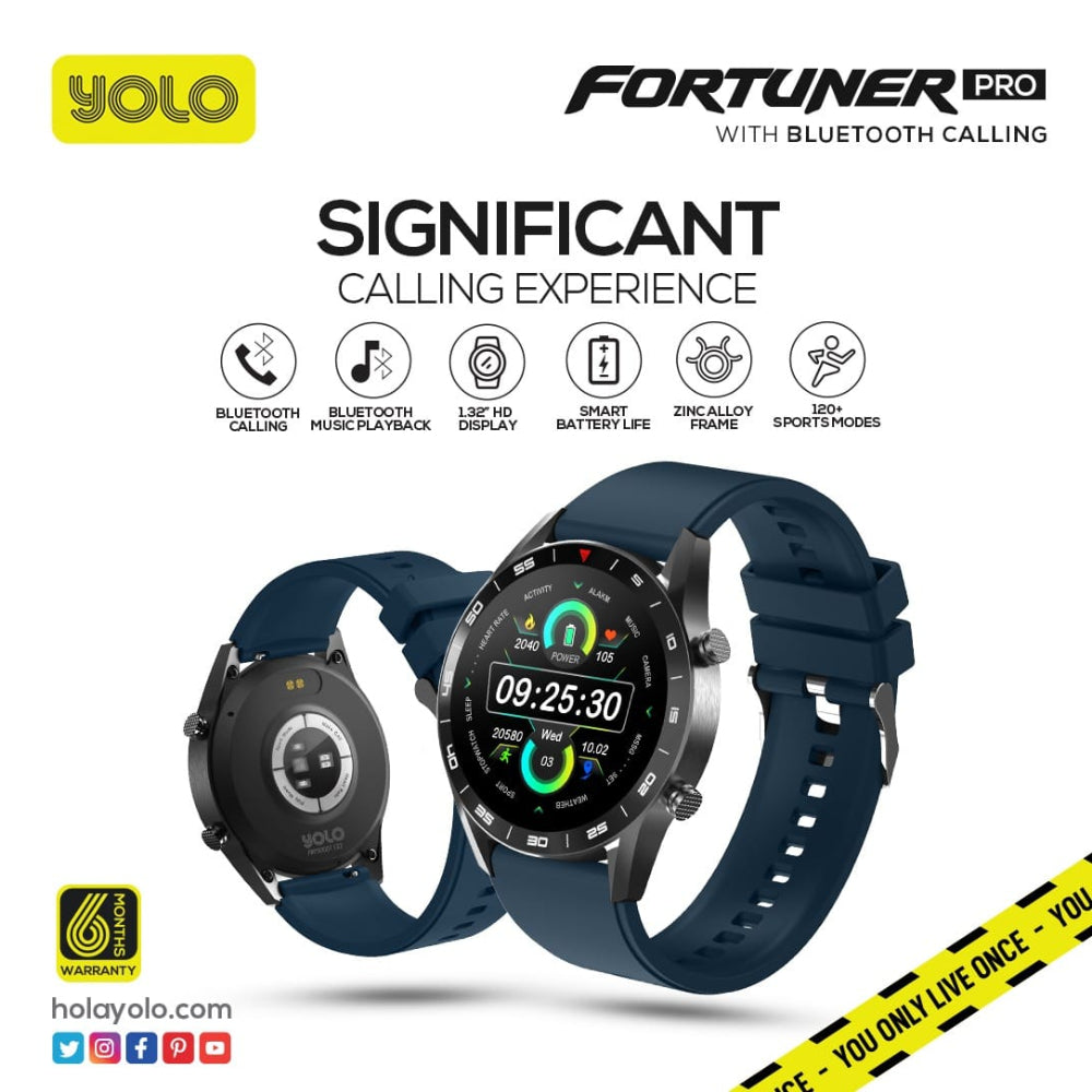 YOLO BLUETOOTH CALLING SMART WATCH Model FORTUNER PRO