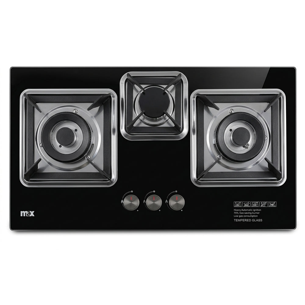 MAX 3 BURNER GLASS HOB Model GAL-2DE LPG