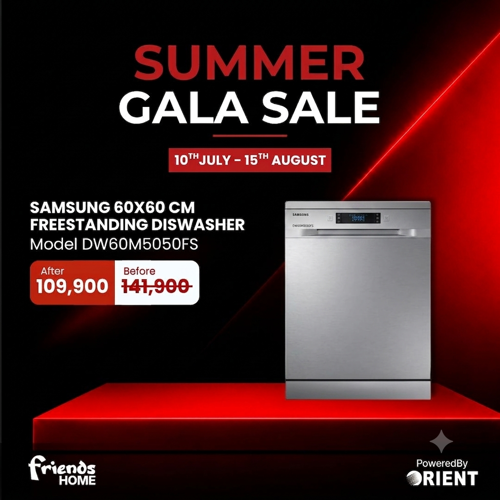 SAMSUNG 60X60 CM FREESTANDING DISHWASHER Model DW60M5050FS