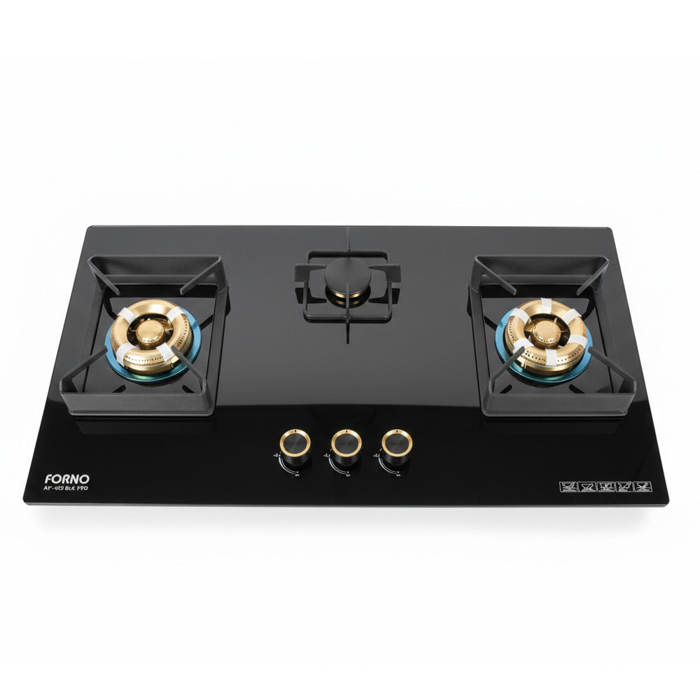 FORNO 3BURNER GLASS HOB Model MS-603 BLK LPG