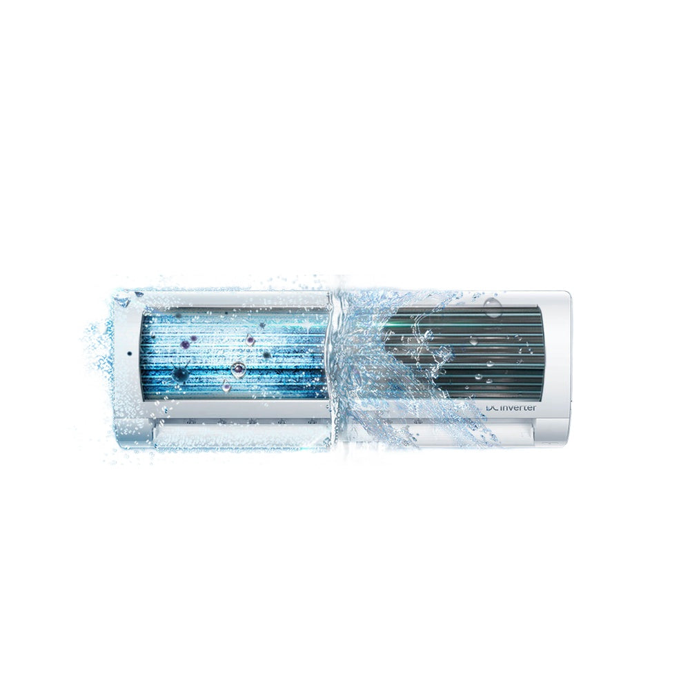 Haier HSU-19HFN-WT3 self-cleaning feature on pure white background