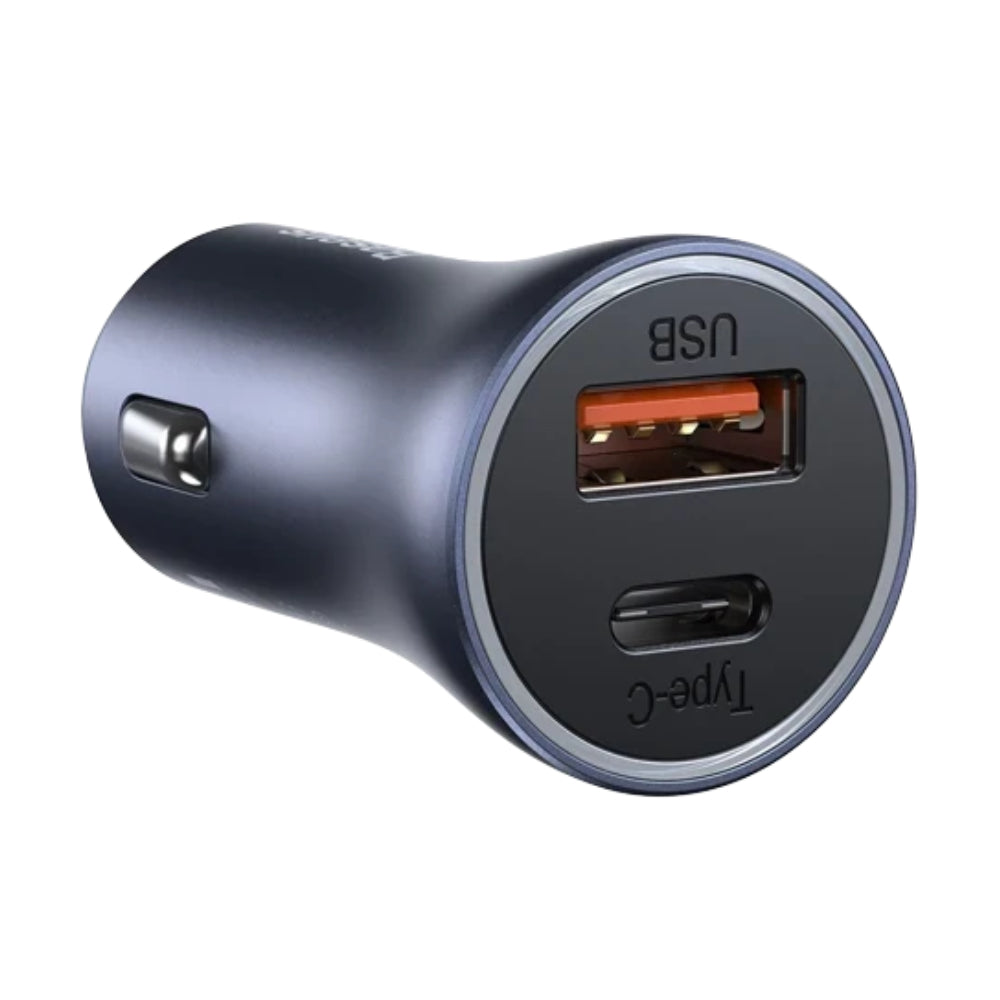 BASEUS CAR CHARGER WITH TYPE C CABLE Model METAL 40W TYPEC+USB