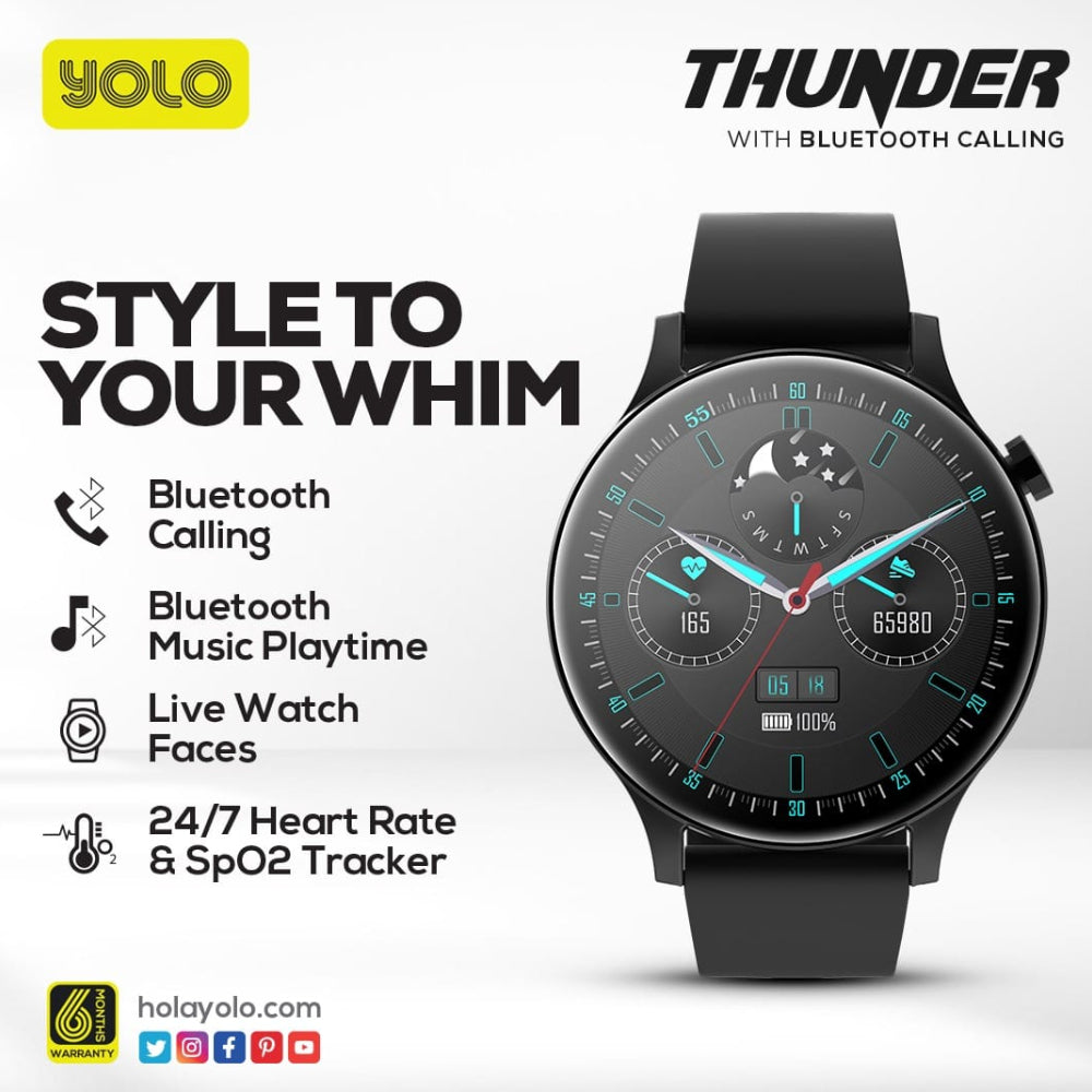 YOLO BLUETOOTH CALLING SMART WATCH Model THUNDER