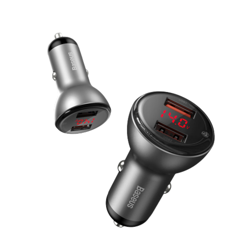 BASEUS CAR CHARGER WITH CABLE Model DIGITAL DISPLAY PPS DUAL QUICK CHARGER 45W