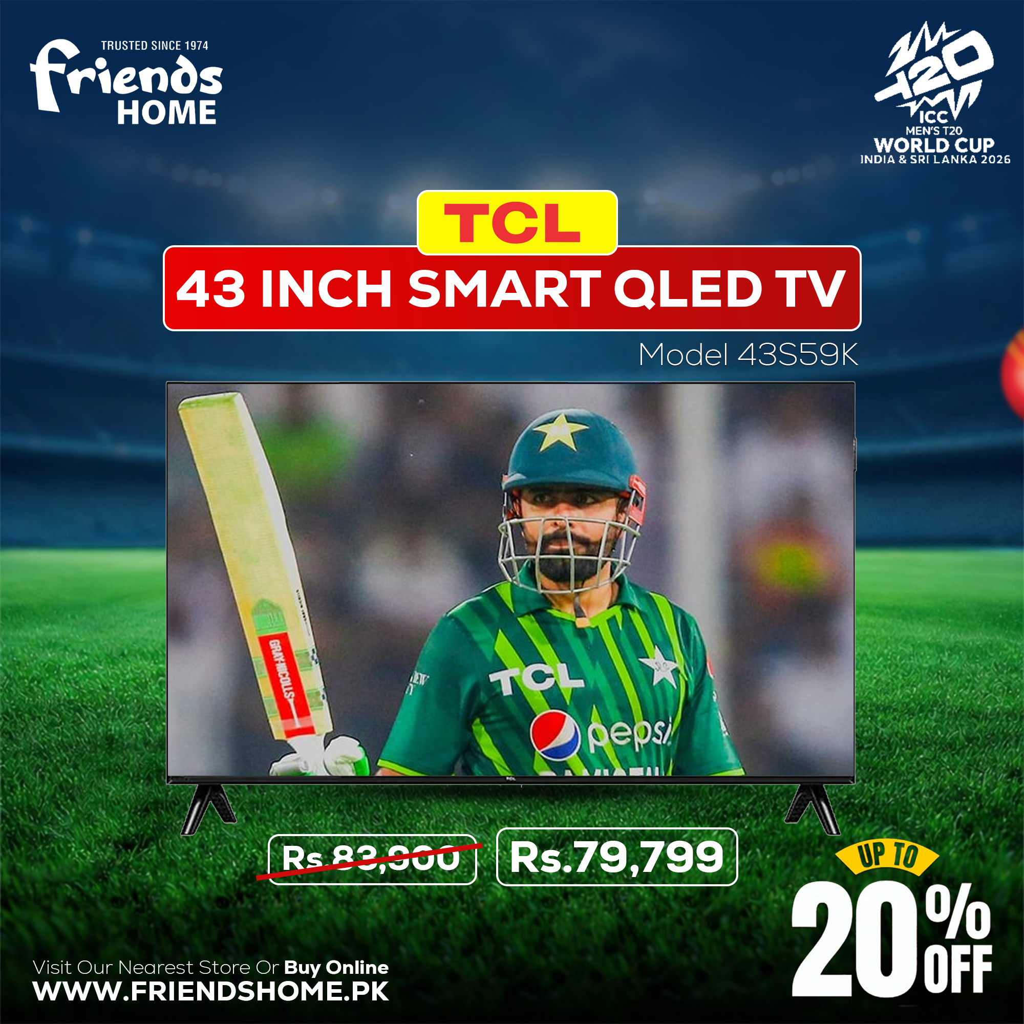 TCL 43 INCH SMART QLED TV Model 43S59K