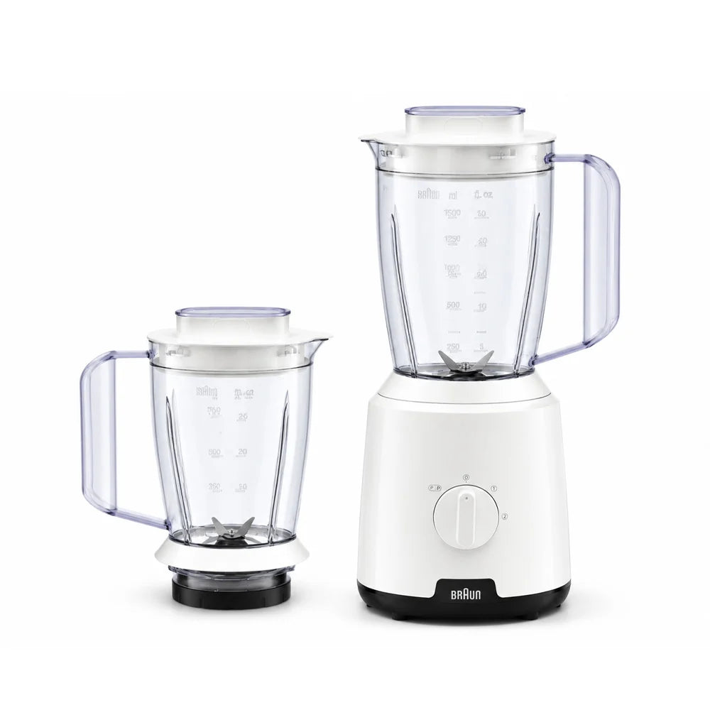 Braun PowerBlend 1 JB1010 white blender with two jugs