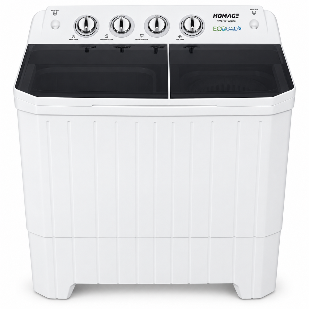 Homage HWE-49102SAG PG 10KG twin tub washing machine on white background