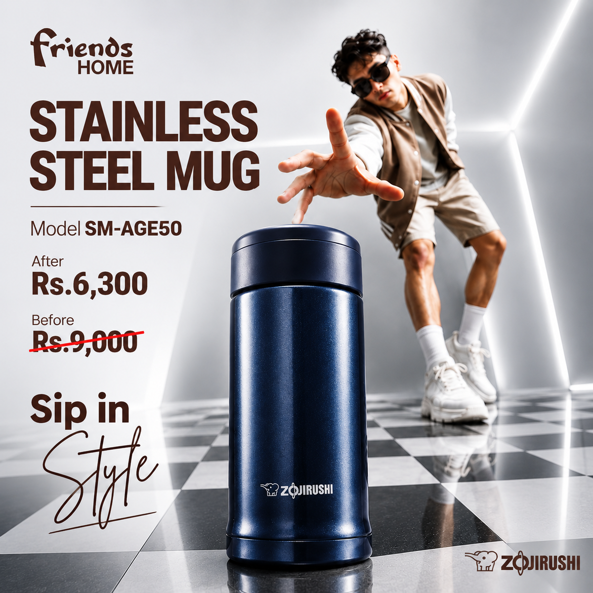 ZOJIRUSHI STAINLESS STEEL MUG Model SM-AGE50