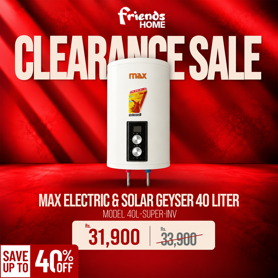 MAX electric and solar geyser 40 liter model 40L-SUPER-INV clearance sale 40% off