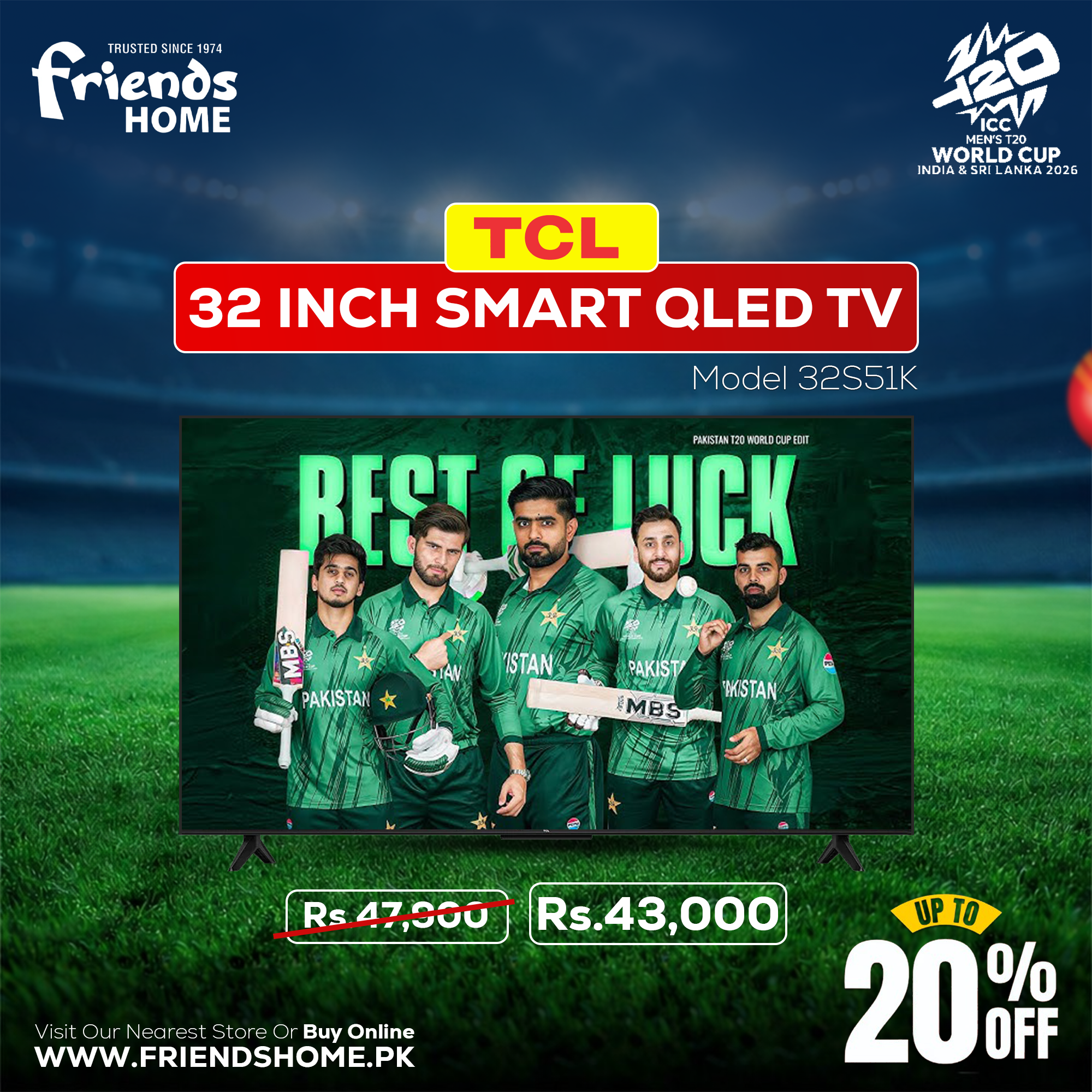 TCL 32 INCH SMART QLED TV Model 32S51K