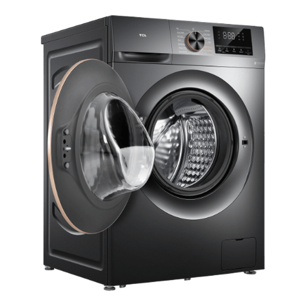 TCL C2110FLG 10KG front load washing machine open door angle view